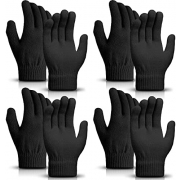 SATINIOR 4 Pairs Magic Winter Gloves Unisex Gloves Knit Stretchy Mitten Full Fingers Warm Gloves for Men Women Sports